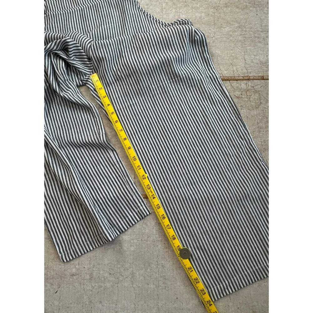MISSLOOK Gray White Striped Cotton‎ Blend Overalls Women's Large Adjustable Tie